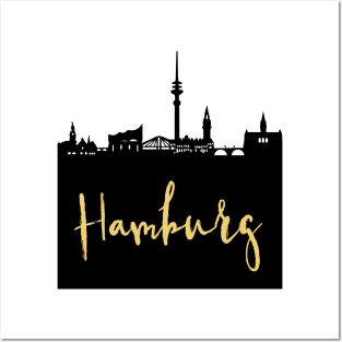 HAMBURG GERMANY DESIGNER SILHOUETTE SKYLINE ART Posters and Art